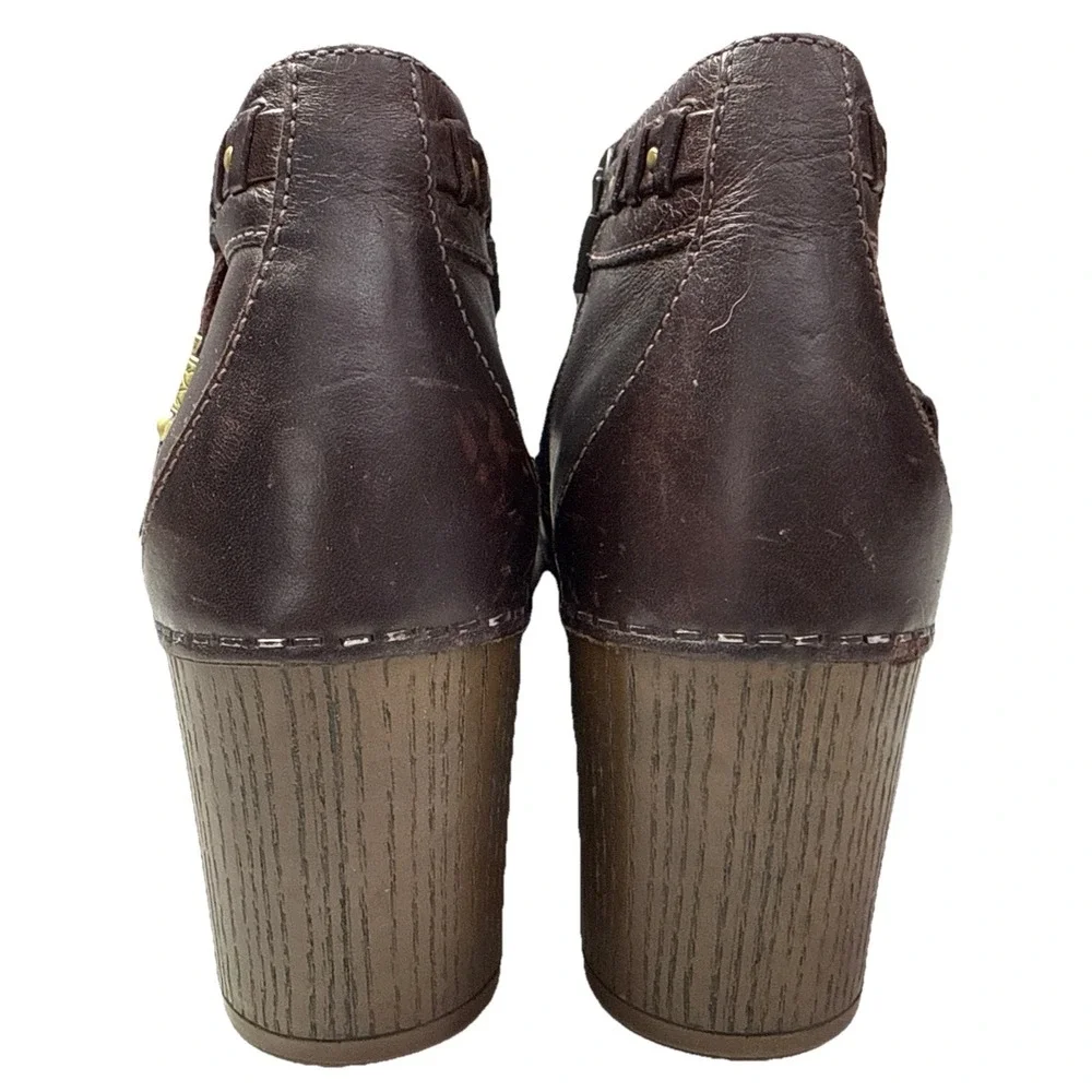 Dansko Brown Leather Dabney Ankle‎ Boots Sz 40 US 9 Heeled Tassel Side Zip 3g